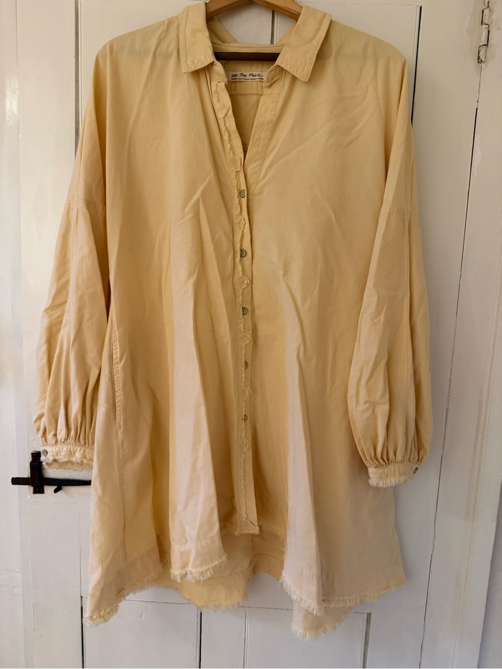We The Free Pale Yellow Long Sleeve Button-Up Tunic